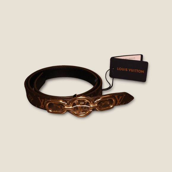 BNWT RARE Louis Vuitton Circle Prime 20MM Monogram Belt Brown Size 75
